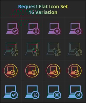 File Accepted Rejected Sent And Pending Flat Icon Set vector