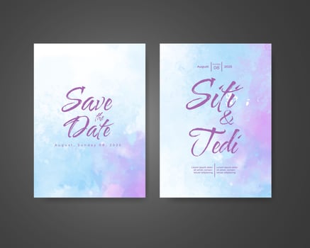 Wedding invitation with abstract watercolor background vector