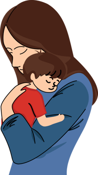 Illustration of a mother holding her child. concept of the relationship between mother and child. Mother's Day. mother's love png