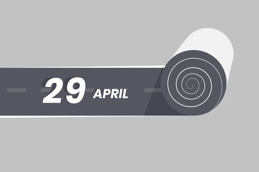 April 29 calendar icon rolling inside the road. 29 April Date Month icon vector illustrator.