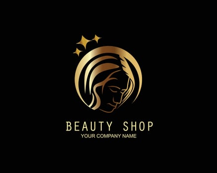 Beauty shop logo with gold color vector