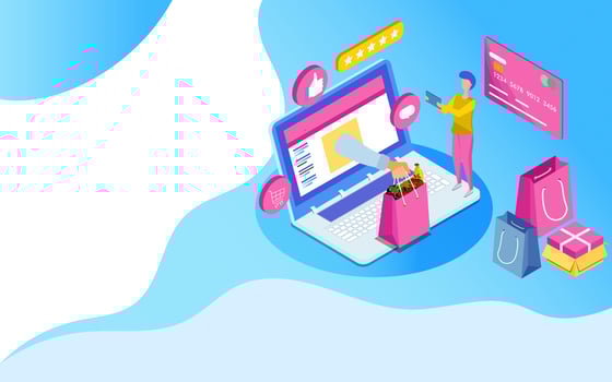 3D illustration of online fruits ordering app in laptop with payment card and gift box for Online shopping or fast delivery concept. vector