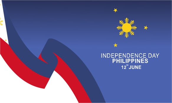 Happy independence day philippines background with philippines flag vector