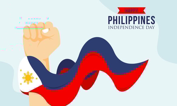 Happy independence day philippines background with philippines flag vector
