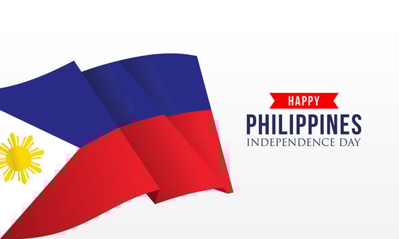 Happy independence day philippines background with philippines flag vector