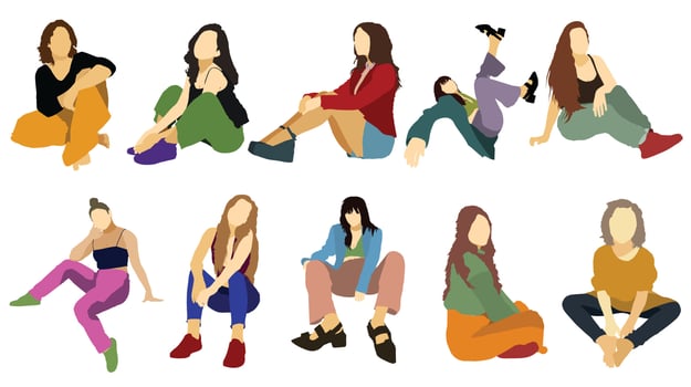 illustration of a woman sitting woman vector with beautiful colors