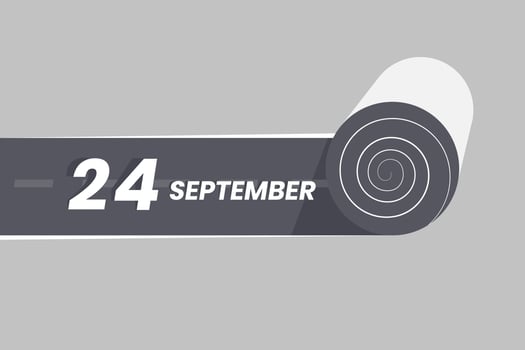 September 24 calendar icon rolling inside the road. 24 September Date Month icon vector illustrator.