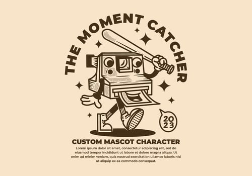 Mascot character design of old camera vector