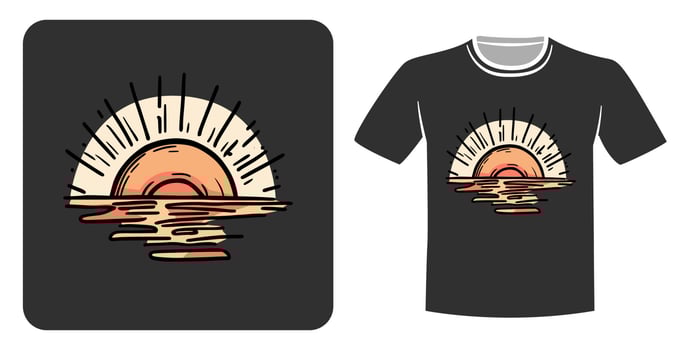 sunset illustration for t-shirt design vector