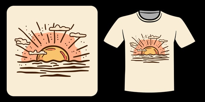 sunset illustration for t-shirt design vector
