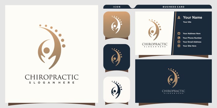 Chiropractic logo with creative concept design and business card template vector