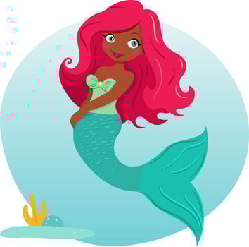 Cartoon character   dark-skinned mermaid vector