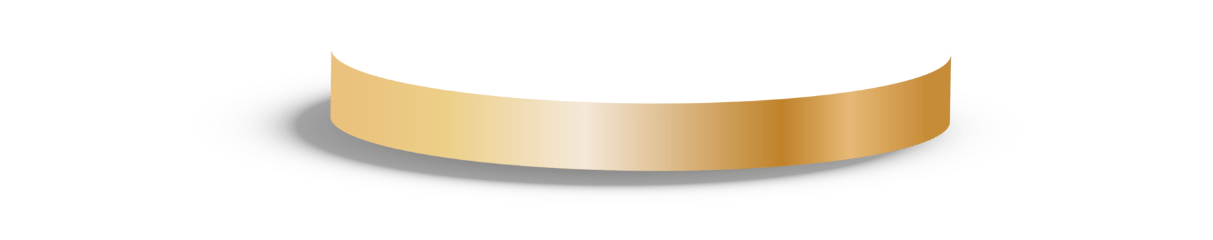 Golden podium or showcase to place products isolate on png or transparent background for new product, promotion, advertising. Golden circle plinth, pillar or display stage. PNG.