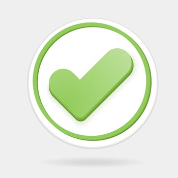 Like or correct symbol icon isolated white background, checkmark button, mobile app icon. 3d render illustration vector