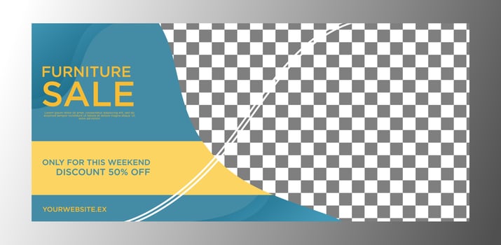 furniture sale banner with discount vector