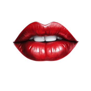 Red female lips on transparent background, created with png