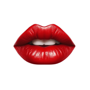 Red female lips on transparent background, created with png