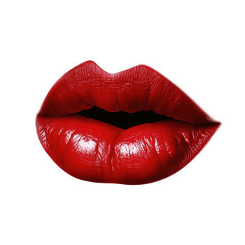 Red female lips on transparent background, created with png