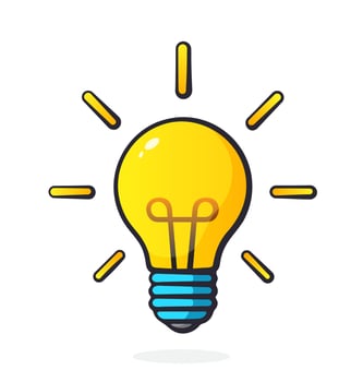 Cartoon illustration of light bulb in comic style vector
