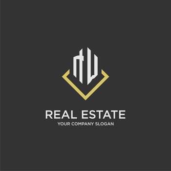 NW initial monogram logo for real estate with polygon style vector