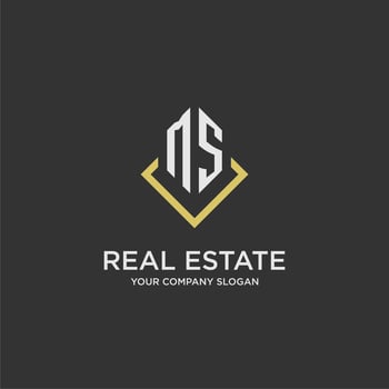 MS initial monogram logo for real estate with polygon style vector