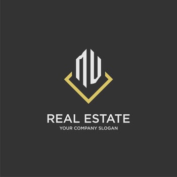 MV initial monogram logo for real estate with polygon style vector
