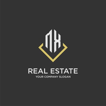 MX initial monogram logo for real estate with polygon style vector