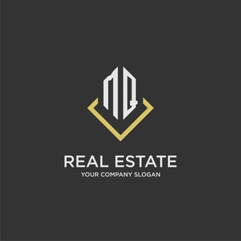 MQ initial monogram logo for real estate with polygon style vector