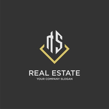 NS initial monogram logo for real estate with polygon style vector