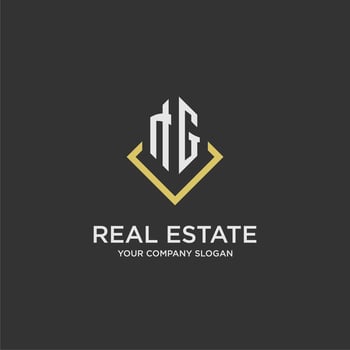 NG initial monogram logo for real estate with polygon style vector