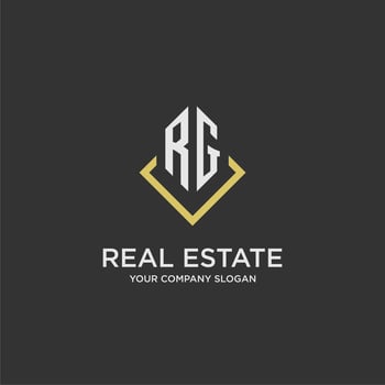 RG initial monogram logo for real estate with polygon style vector