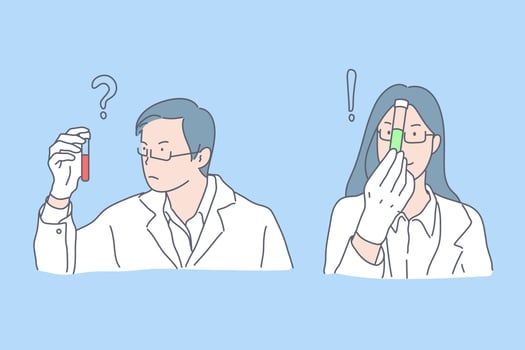 Laboratory test, positive and negative analysis result, medicine concept vector