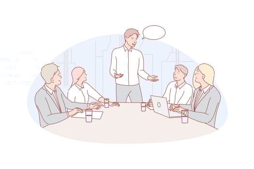 Business meeting, leadership, coworking concept vector