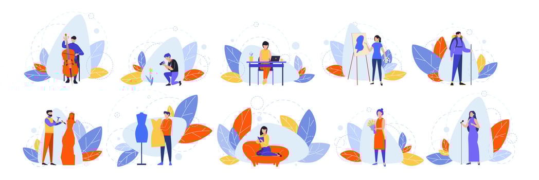 Set of creative occupations, hobbies concept vector