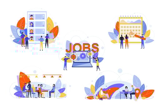 Recruitment, hr management, job interview, business set concept vector