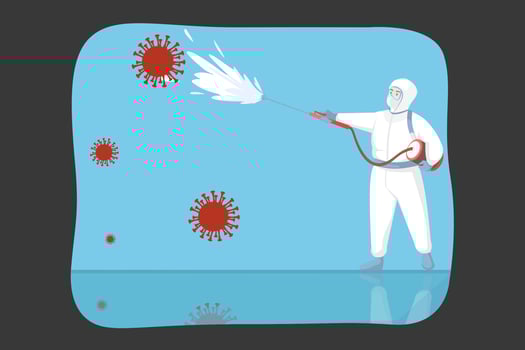 Disinfection, coronavirus, cleanup, protection, biohazard concept vector