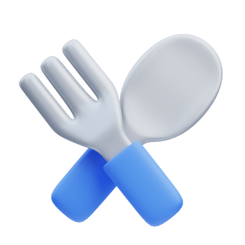 3d render illustration of spoon and fork icon, Home ware themed, household items png