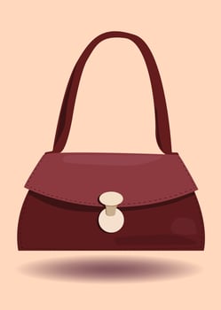 Feminine burgundy handbag, trendy and modern, wardrobe item vector