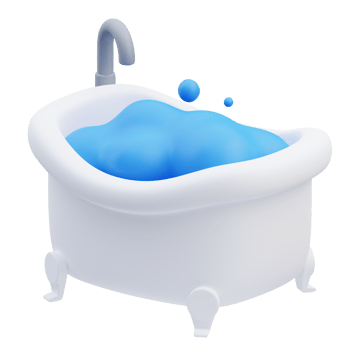 3d render illustration of bathtub icon, Home ware themed, household items png