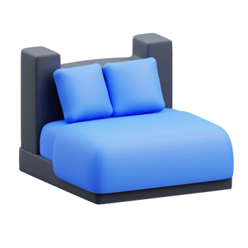 3d render illustration of bed icon, Home ware themed, household items png