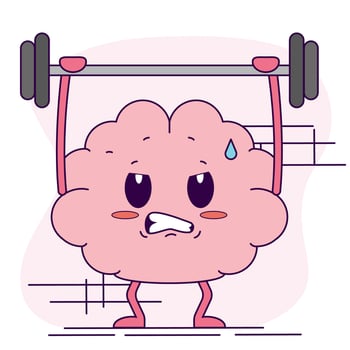 Isolated cute brain cartoon character doing exercises Vector illustration