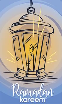 Sketch of an arab lamp Colored Ramadan Kareem Vector illustration
