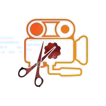 Media camera and Scissors icon video camera vector movie camera illustration.