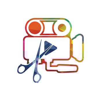 Media camera and play button icon video camera vector movie camera illustration.