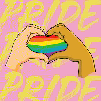 Couple Heart Hands, Homosexual Flag, Pride Day Poster Illustration vector