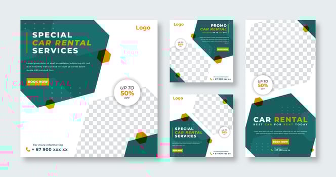 Car Rental and Services Social Media Post for Online Marketing Promotion Banner, Story and Web Internet Ads Flyer vector