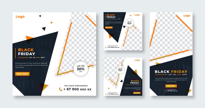 Black Friday Sale Social Media Post for Online Marketing Promotion Banner, Story and Web Internet Ads Flyer vector