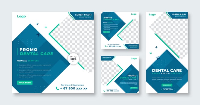 Dentist and Health Care Medical Social Media Post for Online Marketing Promotion Banner, Story and Web Internet Ads Flyer vector