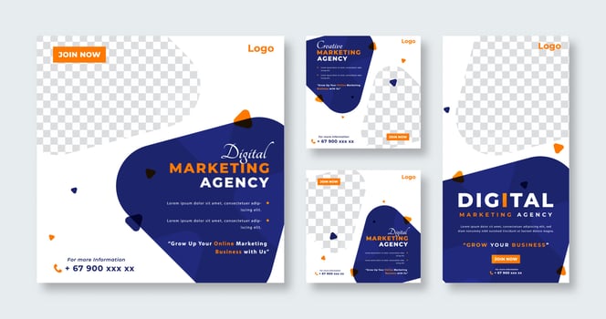 Digital Marketing Agency Social Media Post for Online Marketing Promotion Banner, Story and Web Internet Ads Flyer vector