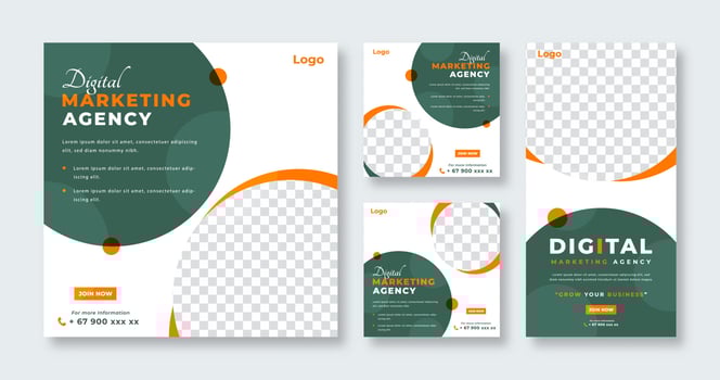 Digital Marketing Agency Social Media Post for Online Marketing Promotion Banner, Story and Web Internet Ads Flyer vector